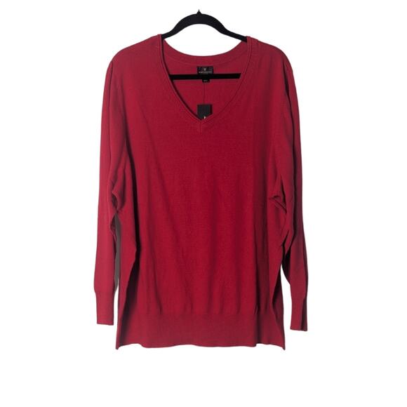 Worthington Red V-Neck Sweater Plus Size 4X Classic Cozy Knitwear NWT - Picture 1 of 5